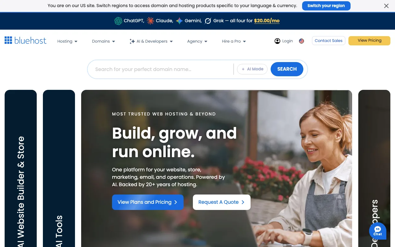 Bluehost homepage