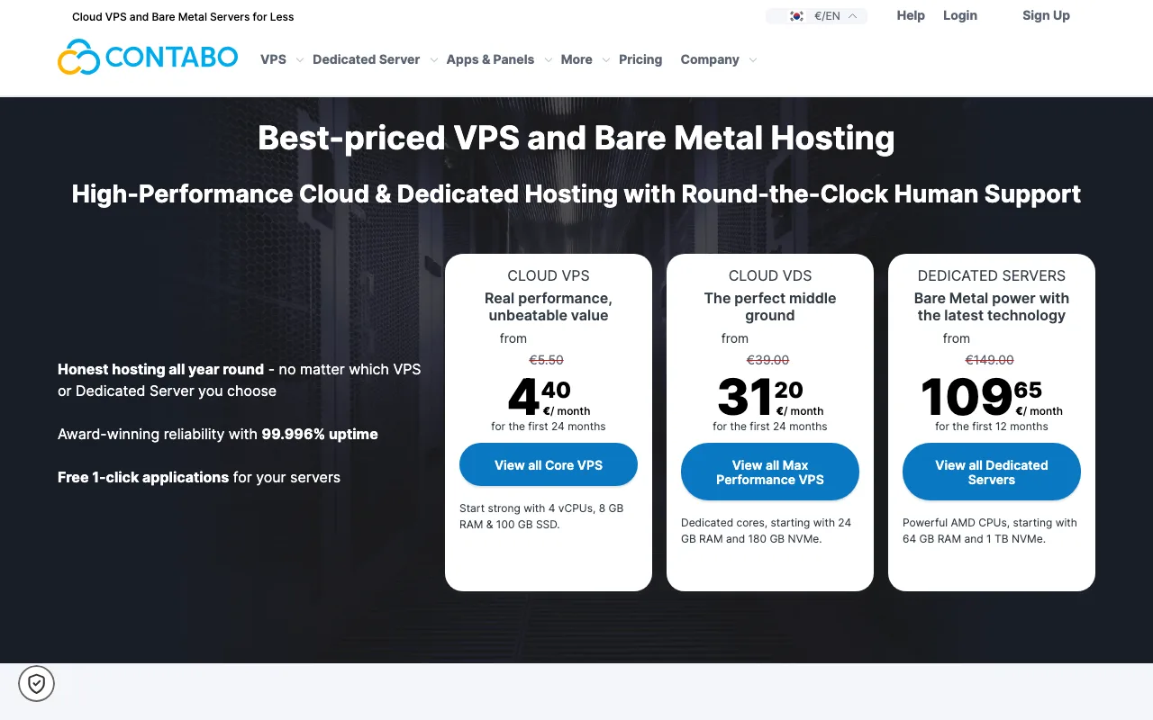 Contabo homepage