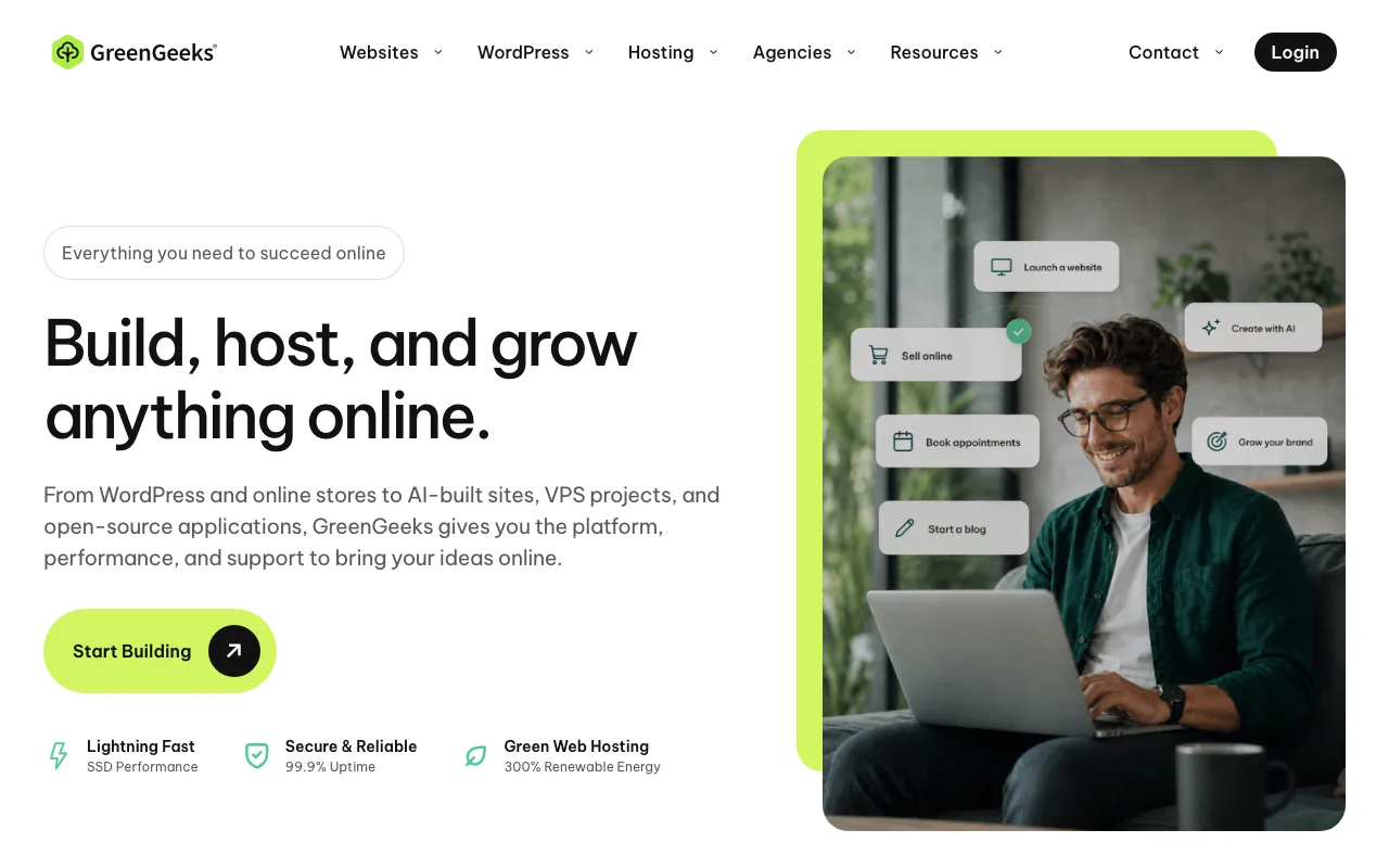 GreenGeeks homepage