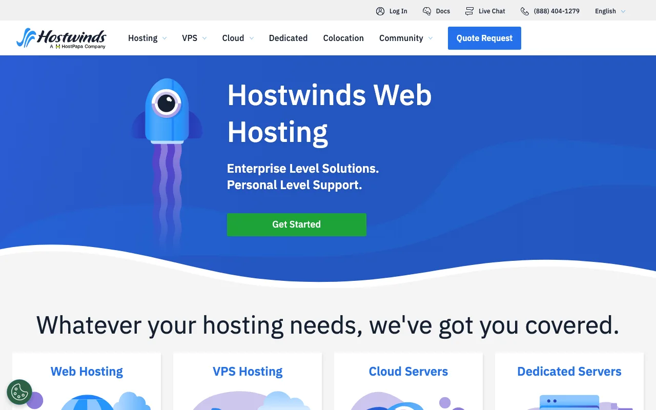 Hostwinds homepage