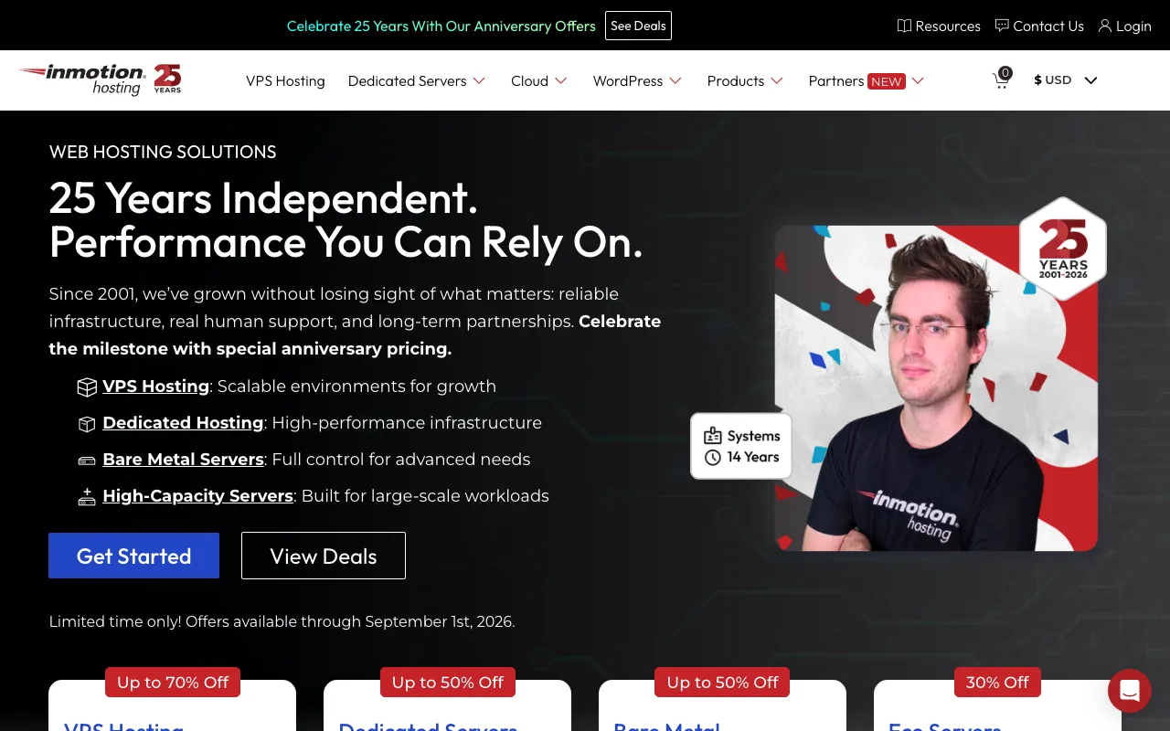 InMotion Hosting homepage