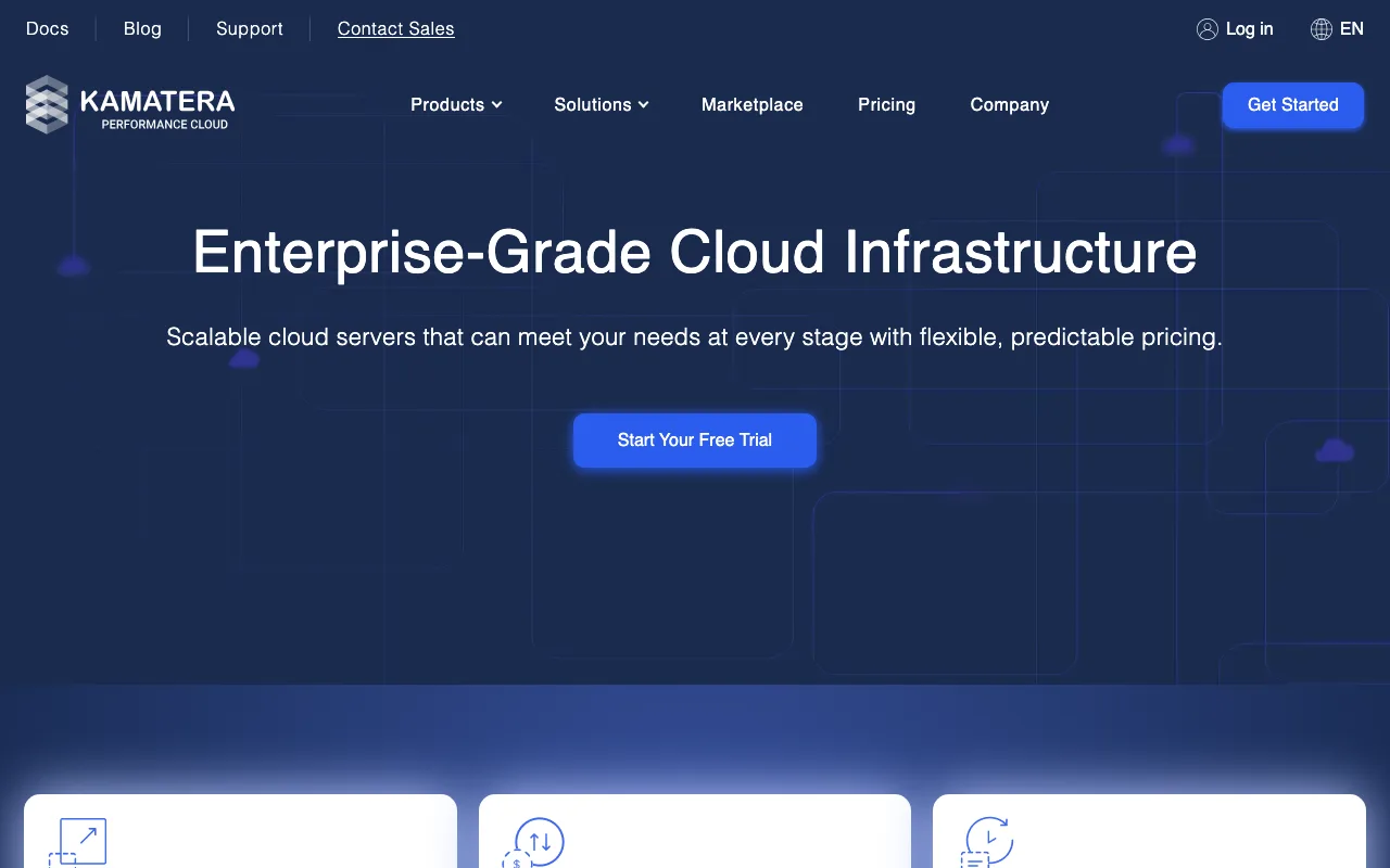Kamatera homepage