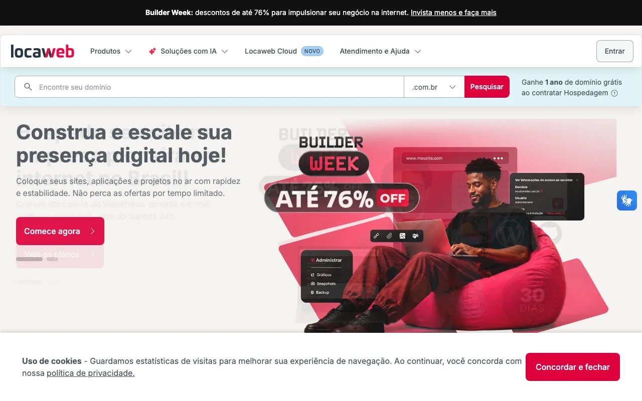 Locaweb homepage