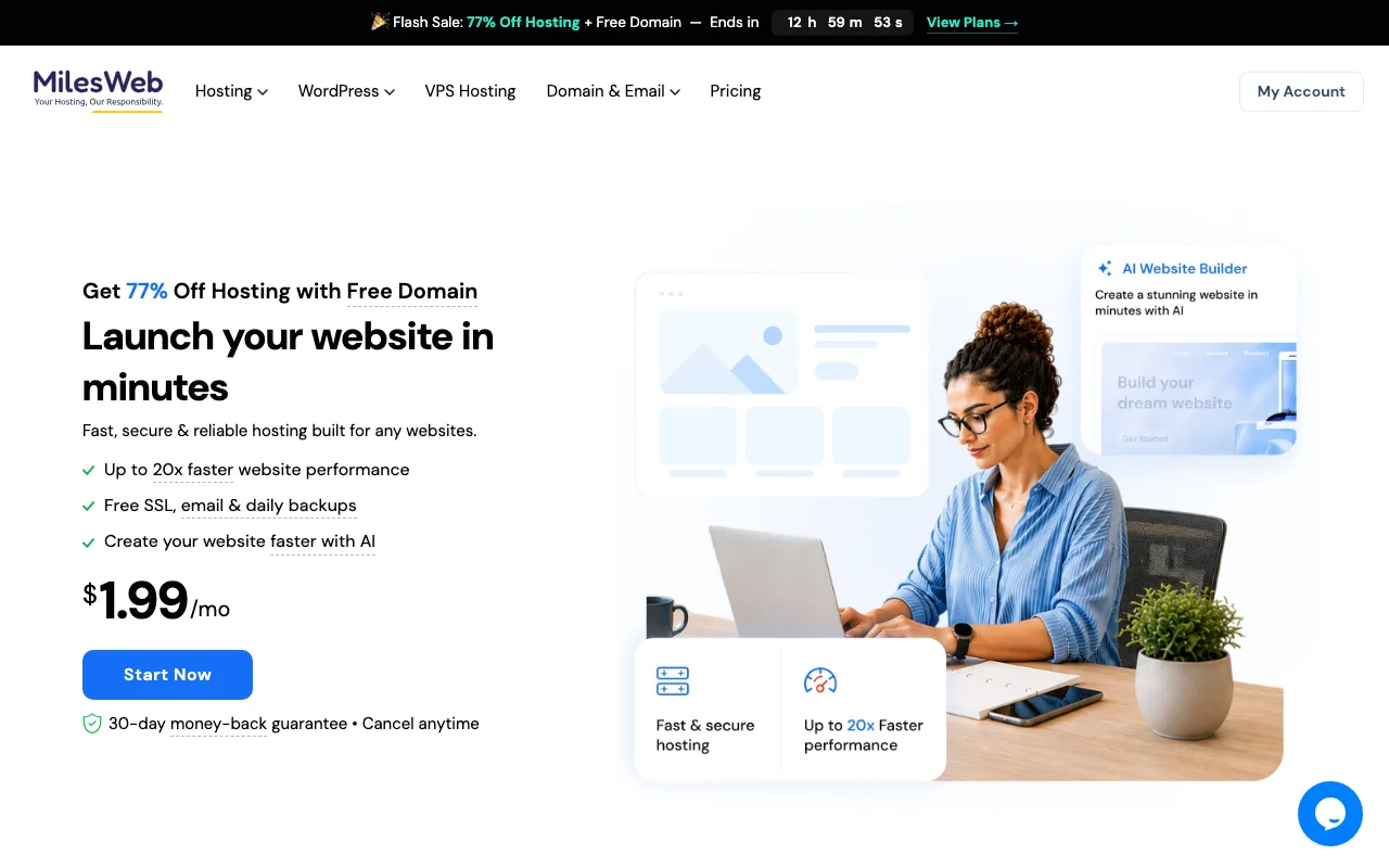 MilesWeb homepage