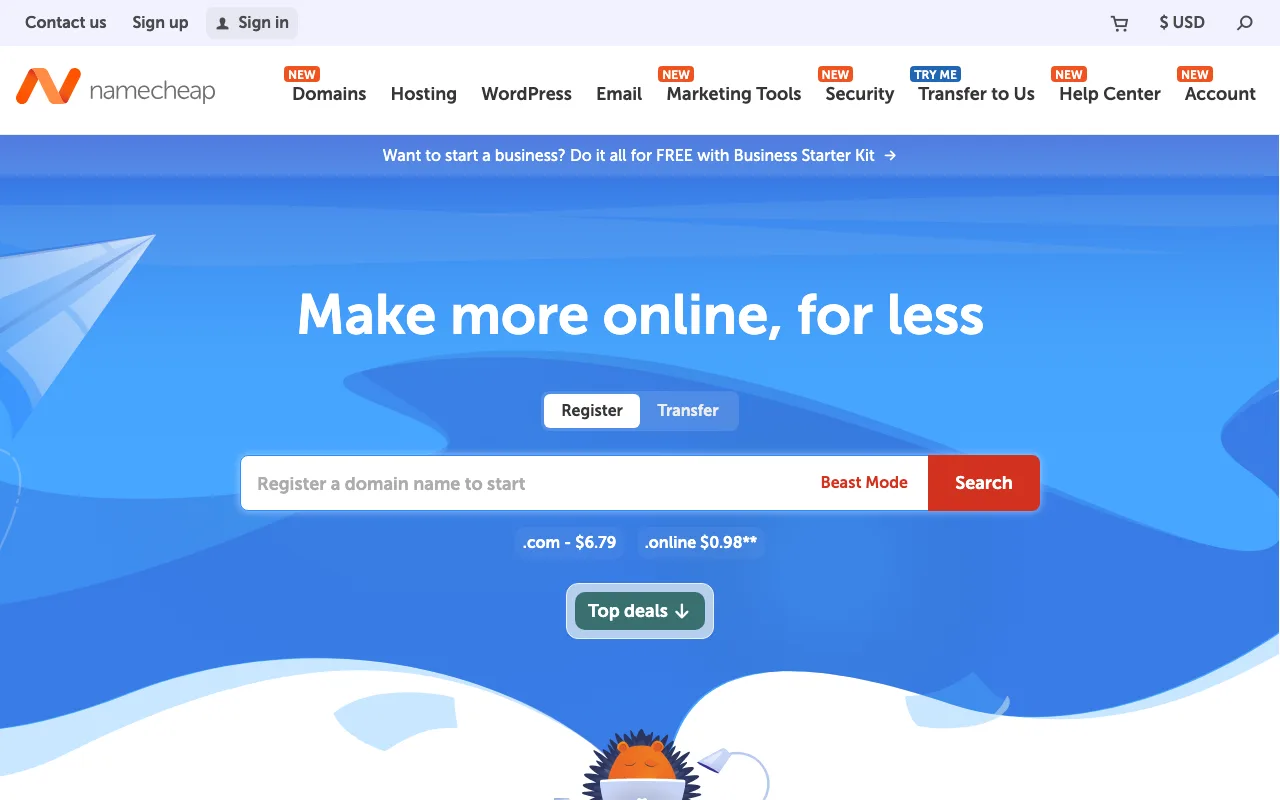 Namecheap homepage