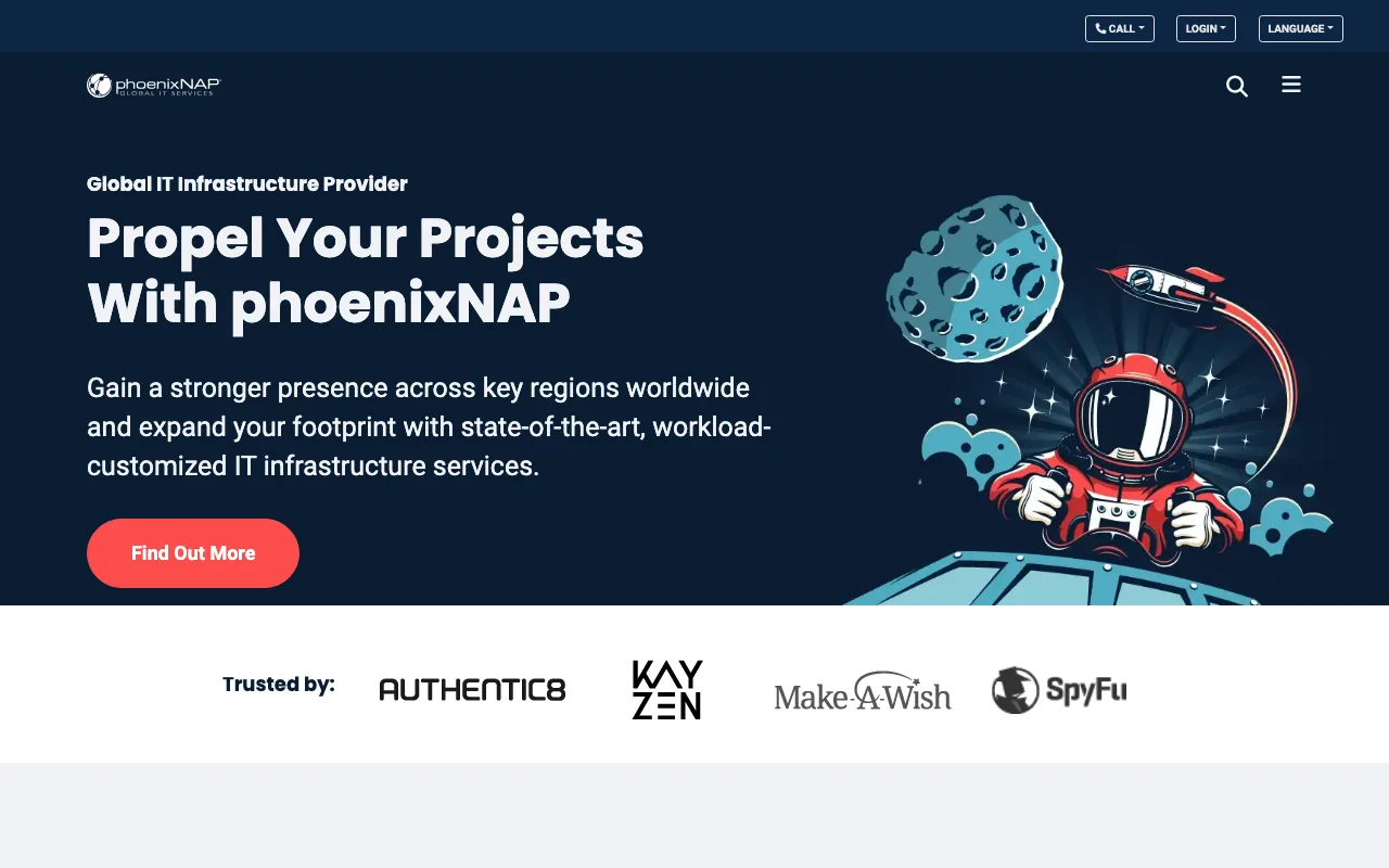 phoenixNAP homepage