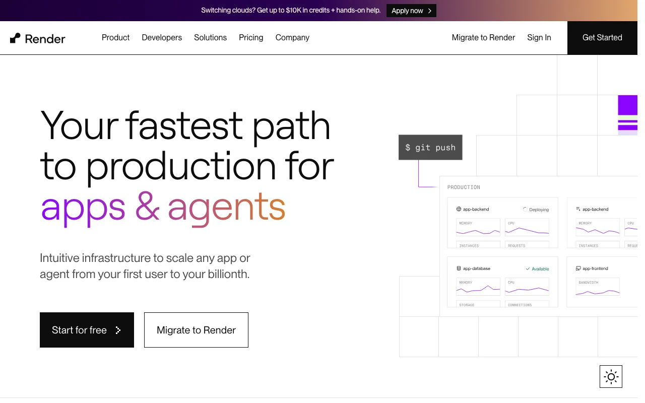 Render homepage