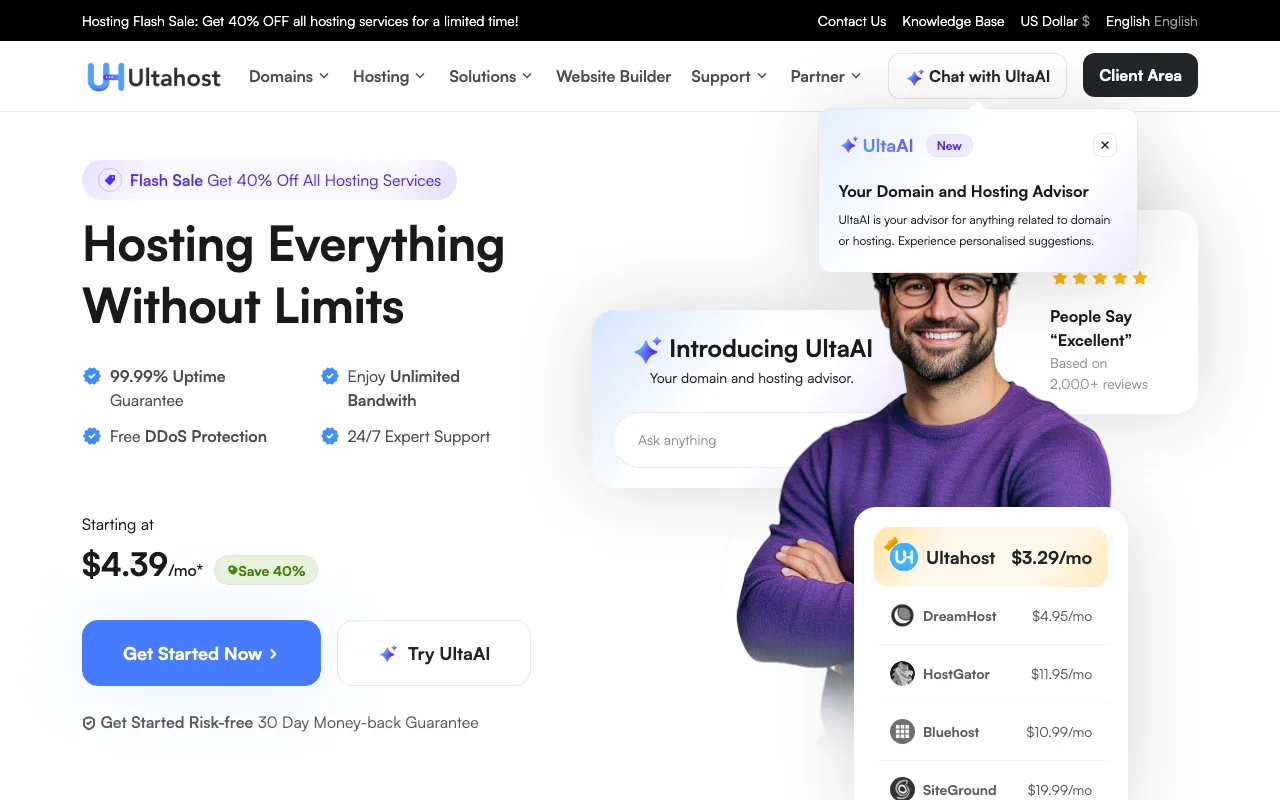 Ultahost homepage