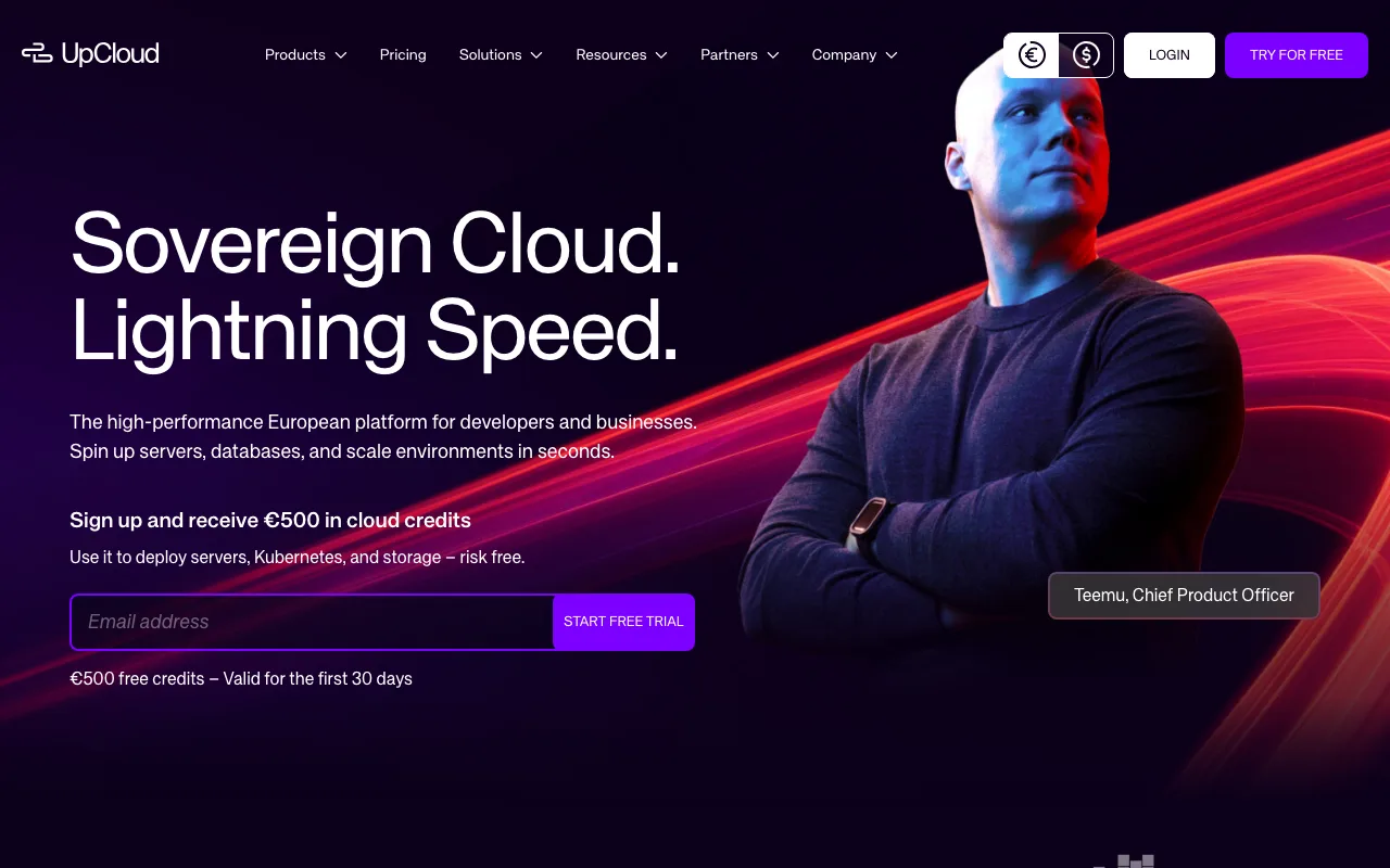 UpCloud homepage