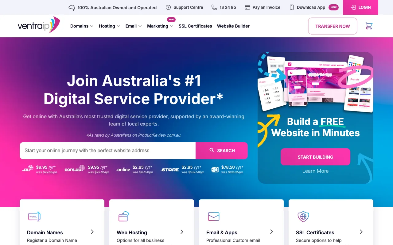 VentraIP homepage